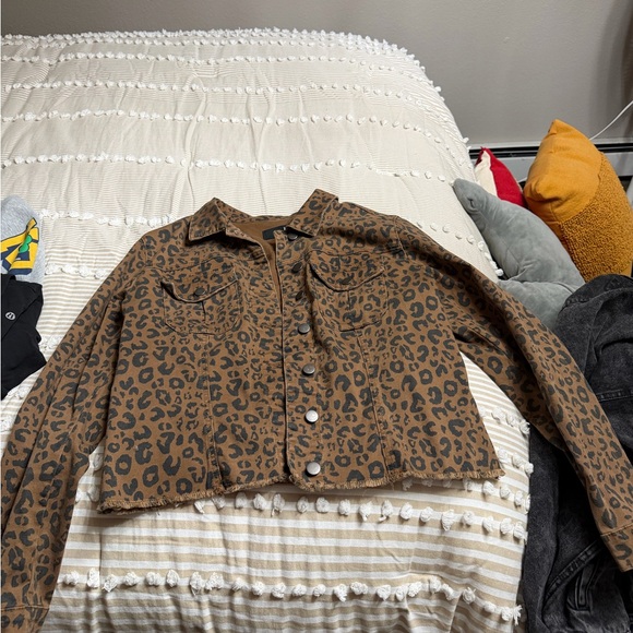 Kut from the Kloth Jackets & Blazers - Kut from the Kloth Brown Leopard Jean Jacket
